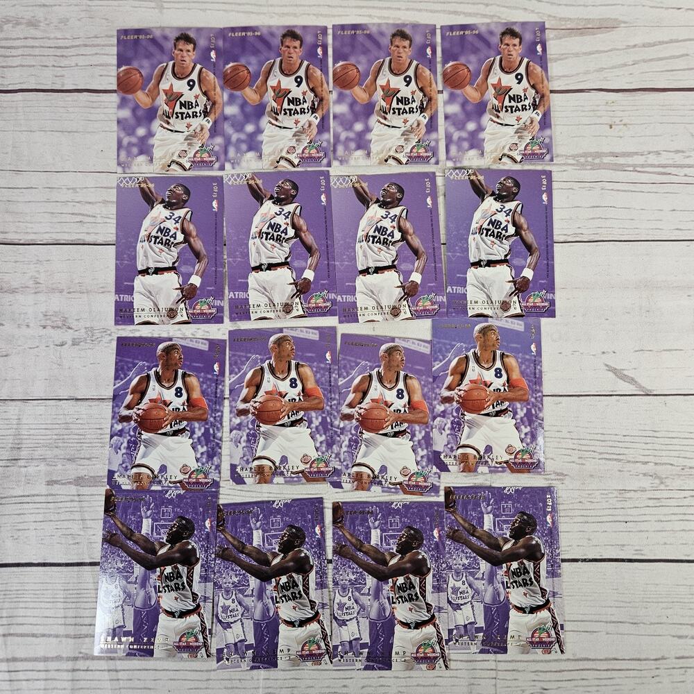 1995-96 Fleer All-Star Weekend Card Lot Of 16 Shaq Pippen Hakeem Malone Kemp